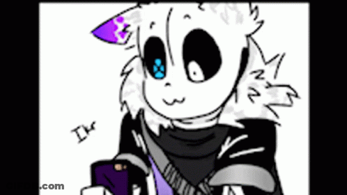 Black And White Skeleton With Cat Head GIF