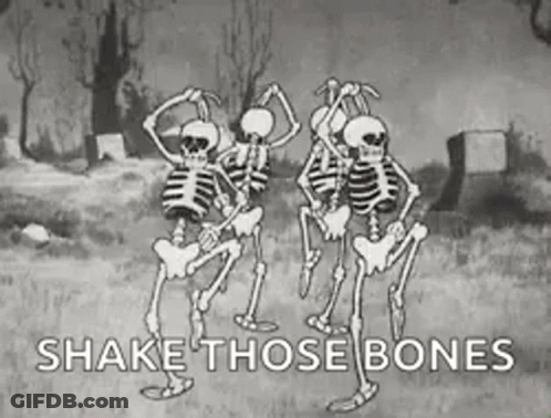 Black And White Skeletons Dancing Shake Those Bones GIF