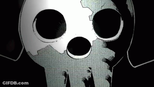 Black And White Skull With Big Eyes And Hole GIF