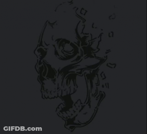 Black And White Skull With Glowing Eyes GIF