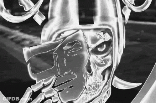 Black And White Skull With Helmet And Horns GIF
