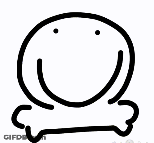 Black And White Smiley Face With Bone GIF