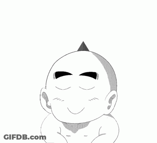Black And White Smilling Krillin GIF