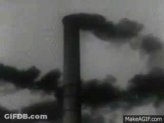 Black And White Smoke From Factory Chimney GIF