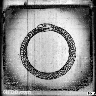 Black And White Snake In A Circle With Pixiz GIF