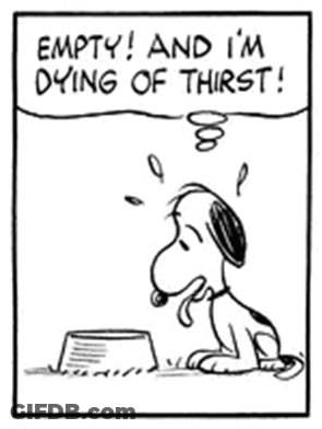 Black And White Snoopy Drinking From Faucet GIF