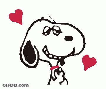 Black And White Snoopy With Red Hearts GIF
