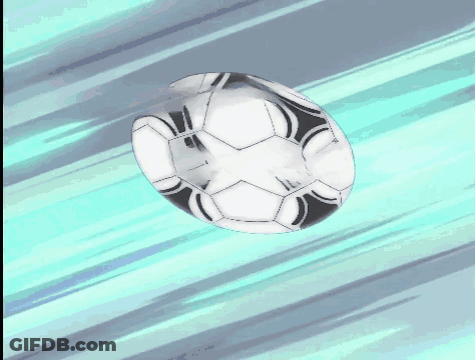 Black And White Soccer Ball Flying On Blue GIF