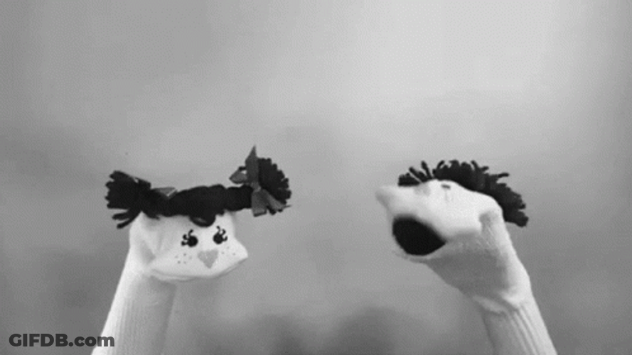 Black And White Sock Puppets GIF
