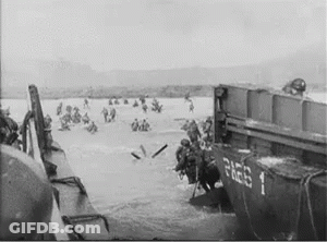 Black And White Soldiers Getting Off Boat GIF