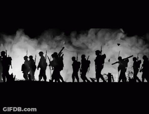 Black And White Soldiers Group GIF