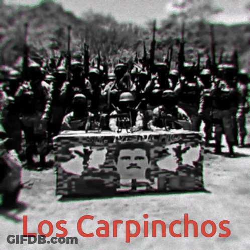 Black And White Soldiers Saying Los Carpinchos GIF