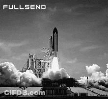 Black And White Space Shuttle Launch Fullsend GIF