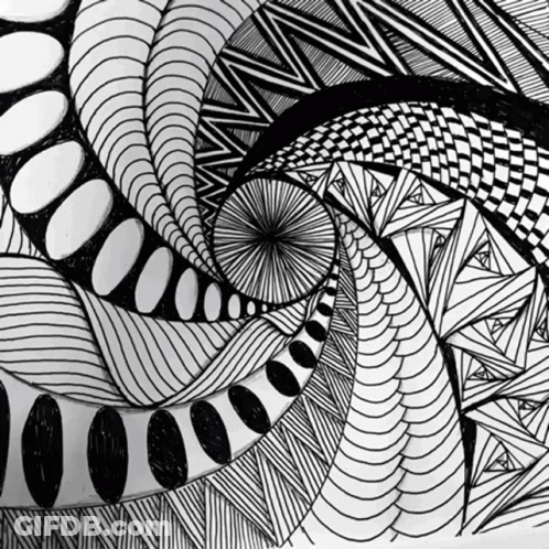 Black And White Spiral With Circles GIF