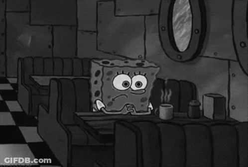 Black And White SpongeBob SquarePants In Diner GIF