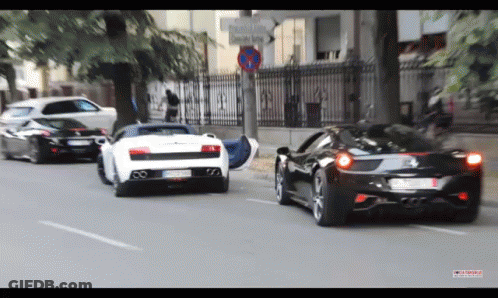 Black And White Sports Car With License Plate JC GIF
