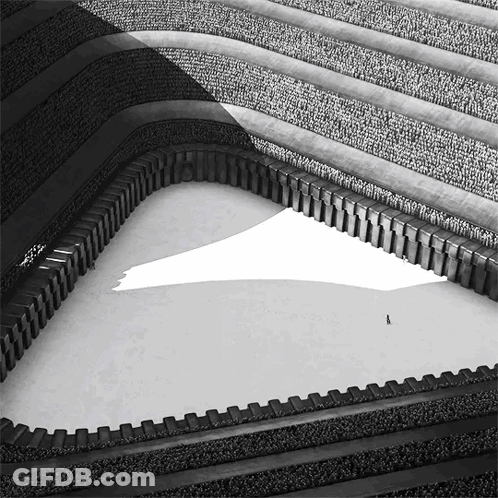 Black And White Stadium With Person Shadow GIF