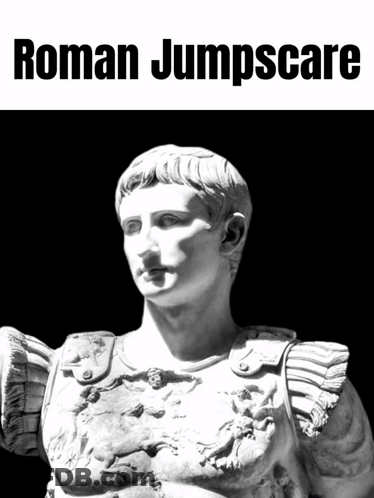 Black And White Statue With Roman Jumpscare GIF