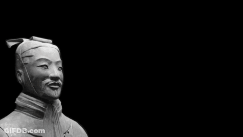 Black And White Statue With Son Tzu GIF
