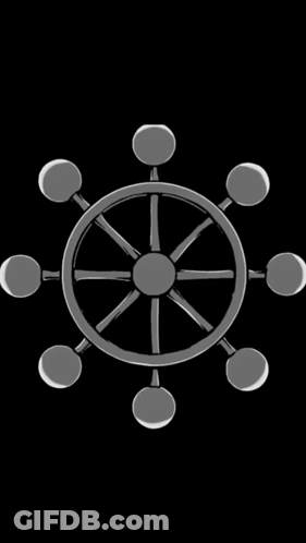 Black And White Steering Wheel With Circles GIF