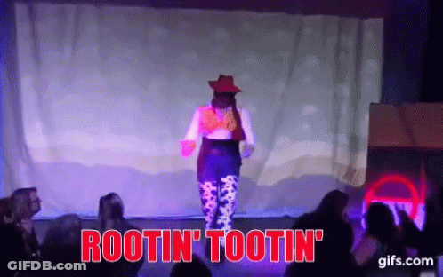 Black And White Stick Figure In Cowboy Hat And Tie GIF
