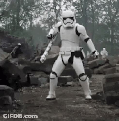 Black And White Stormtrooper Dancing In Field GIF