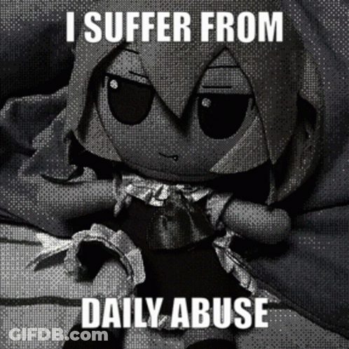 Black And White Stuffed Animal Saying I Suffer From Daily Abuse GIF