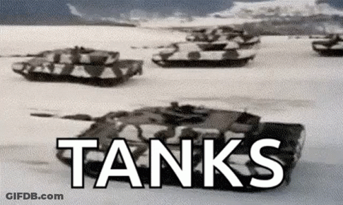 Black And White Tanks Driving Through Snow GIF