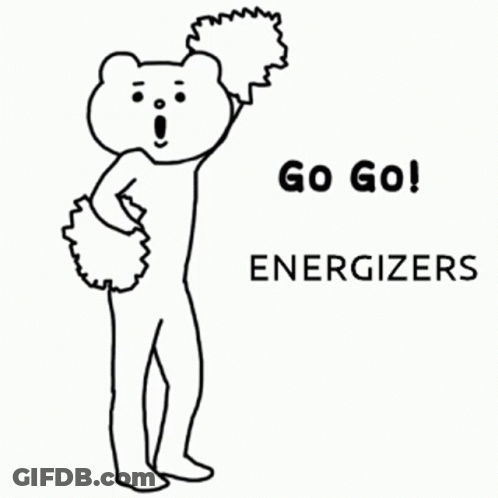 Black And White Teddy Bear Holding Pom Pom Saying Go Go Energizers GIF
