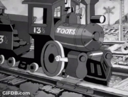 Black And White Toots Train Engine GIF