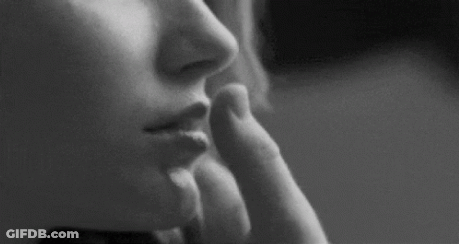 Black And White Touching Lips GIF