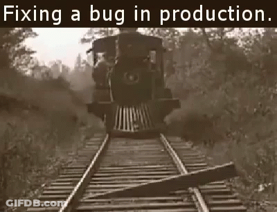 Black And White Train Fixing A Bug In Production GIF