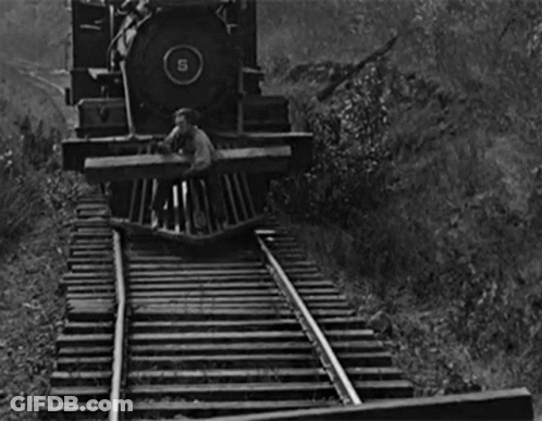Black And White Train Number 5 GIF