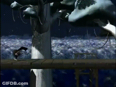 Black And White Tree With Hanging Branches GIF