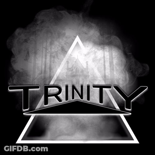 Black And White Trinity Logo With Smokey Background GIF