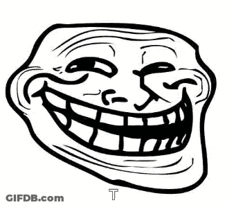 Black And White Troll Face With Big Smile GIF