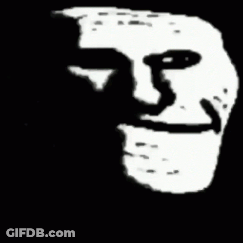 Black And White Troll Face With Big Smile GIF