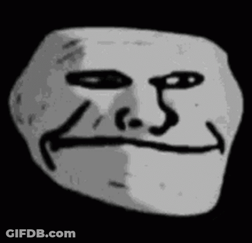 Black And White Troll Face With Smiley Face GIF