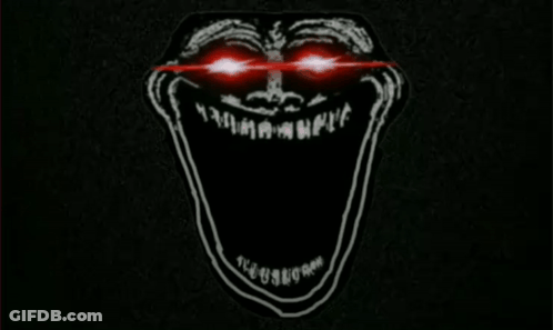 Black And White Troll With Red Eyes GIF