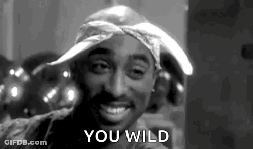 Black And White Tupac Shakur In Bandana And Hat Saying You Wild GIF