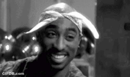 Black And White Tupac Shakur With Bandana And Hat GIF