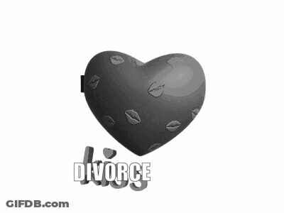 Black And White Two Hearts Saying Divorce GIF