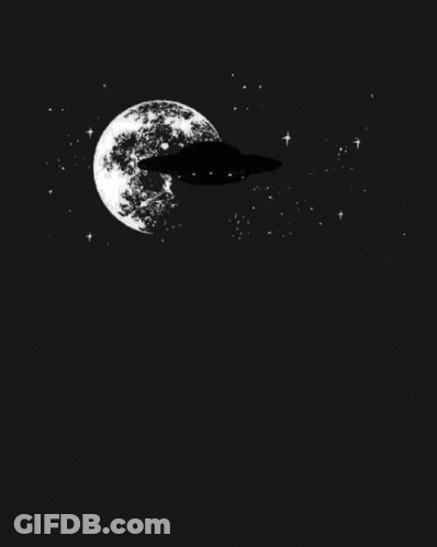 Black And White UFO Flying Over People GIF