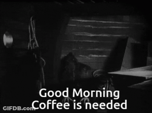 Black And White Vampire Saying Good Morning Coffee Is Needed GIF