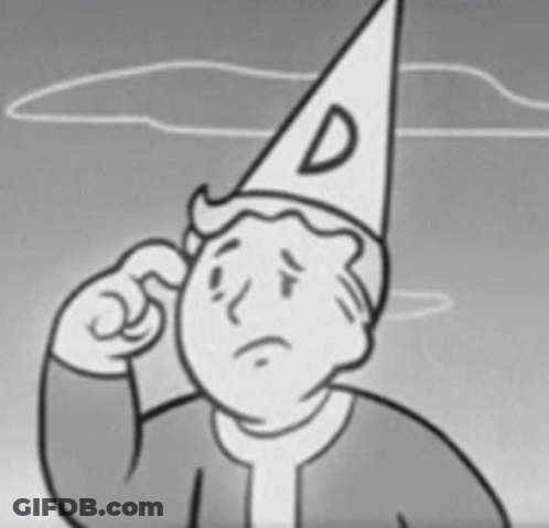 Black And White Vault Boy With Hat Letter D GIF