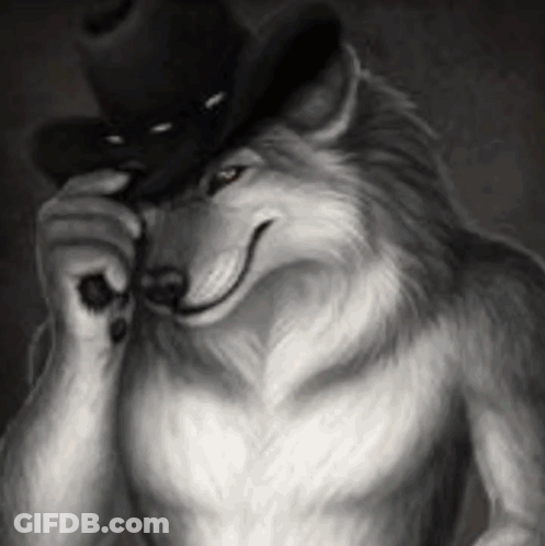 Black And White Werewolf Wearing Top Hat GIF