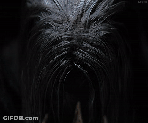 Black And White Witch With Long Hair GIF