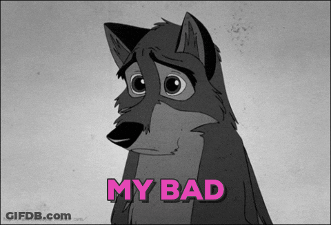 Black And White Wolf Saying My Bad GIF