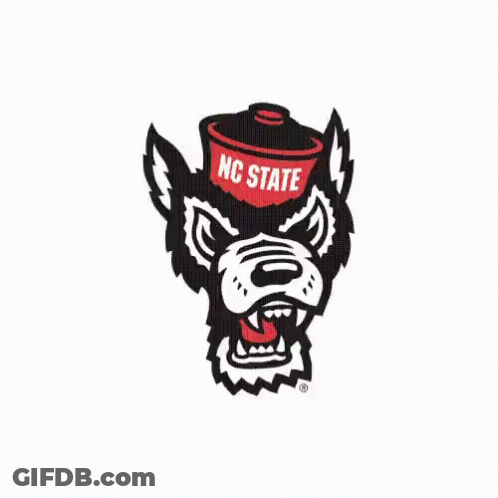 Black And White Wolf Wearing NC State Hat GIF