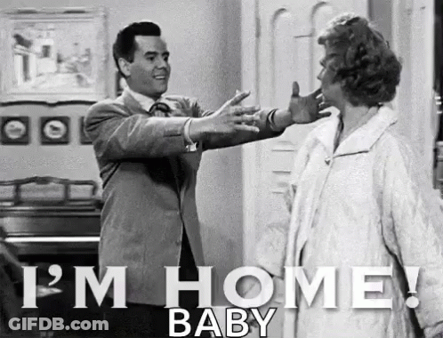 Black And White Woman At Door Honey I'm Home GIF